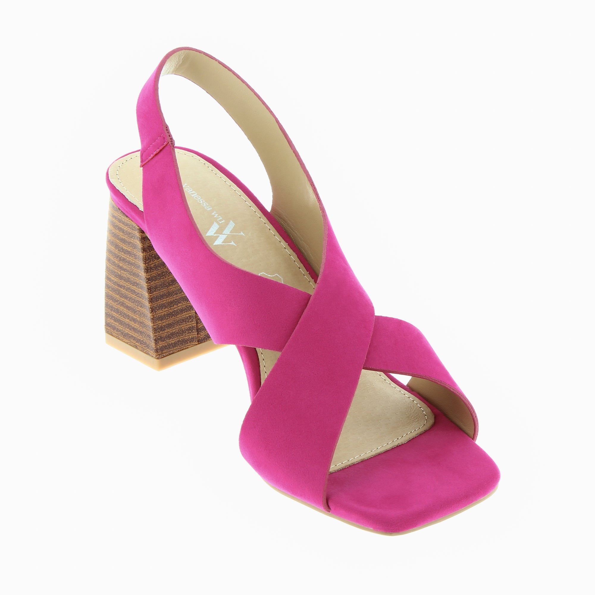 Sandales à talon, Compensées-Sandales Dakota fuchsia à brides croisées et talon haut
