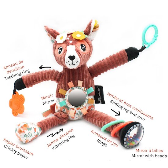 Mélimélos la biche Peluche d'activités nomade   de               Les Déglingos