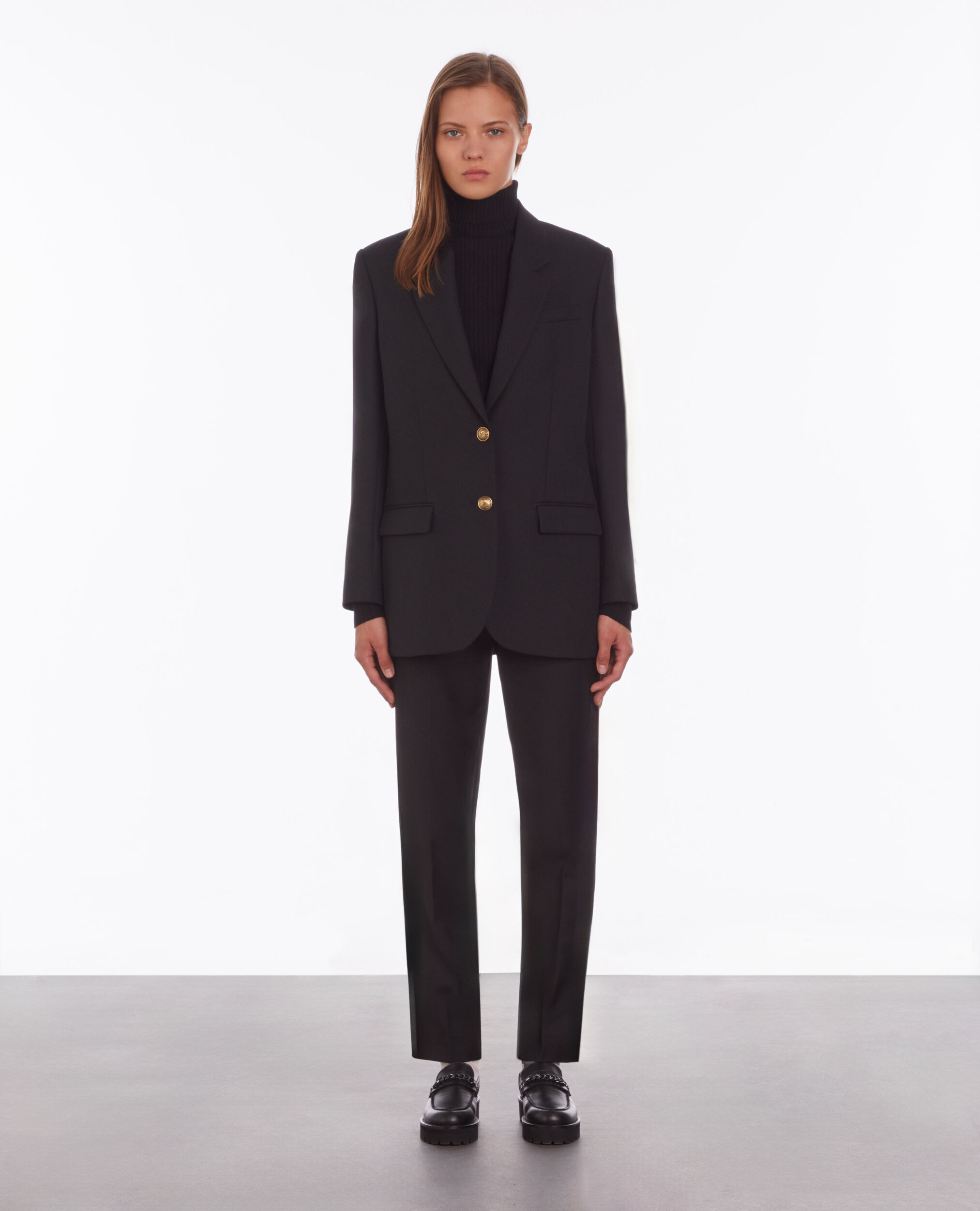 Blazer noir en laine mélangée