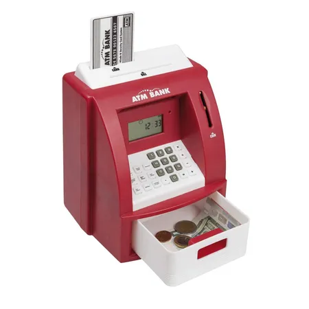 Idena Spardose Geldautomat Digital mit Sound, rot