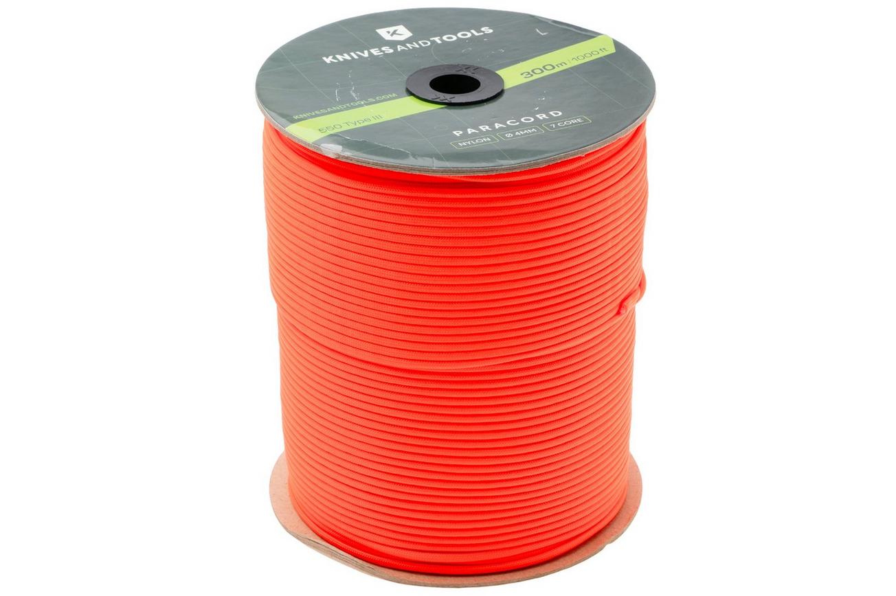 Knivesandtools 550 Paracord Type III, Sofit Orange, 1000ft (300 m)