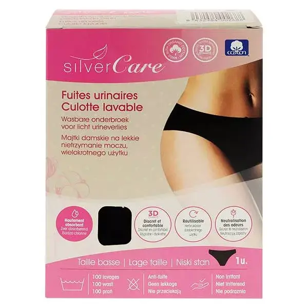 Calcinha Silvercare para incontinência urinária de cintura baixa - Tamanho P (34/36)