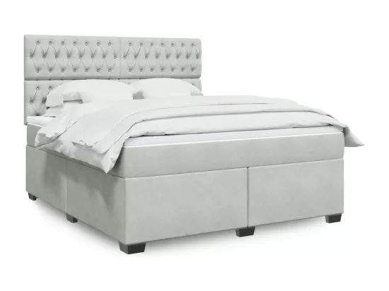 Sommier à lattes de lit et matelas Gris clair 180x200cm Velours