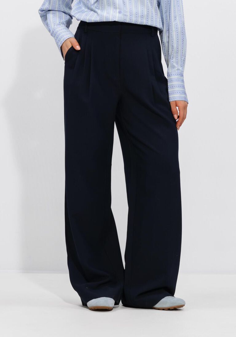 donkerblauwe co'couture pantalon vola pleated long pant