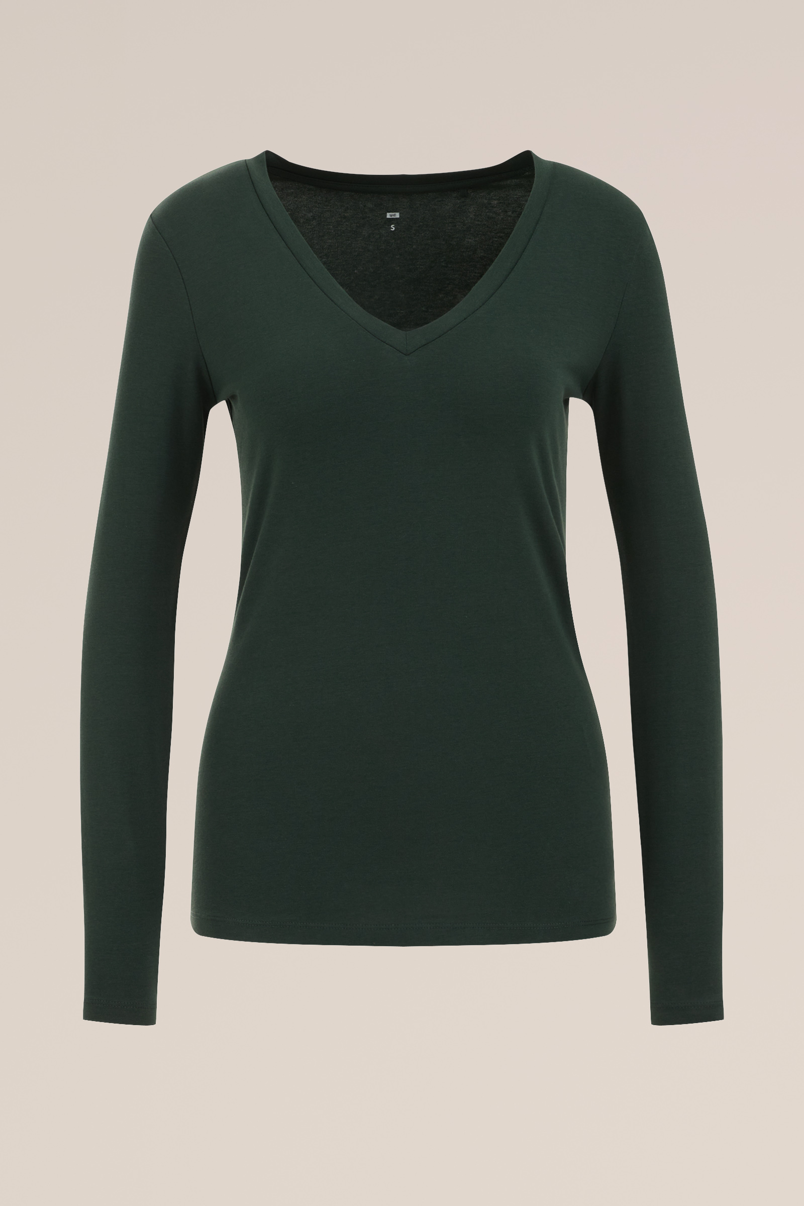 T-shirt met V-hals WE Fashion Mosgroen