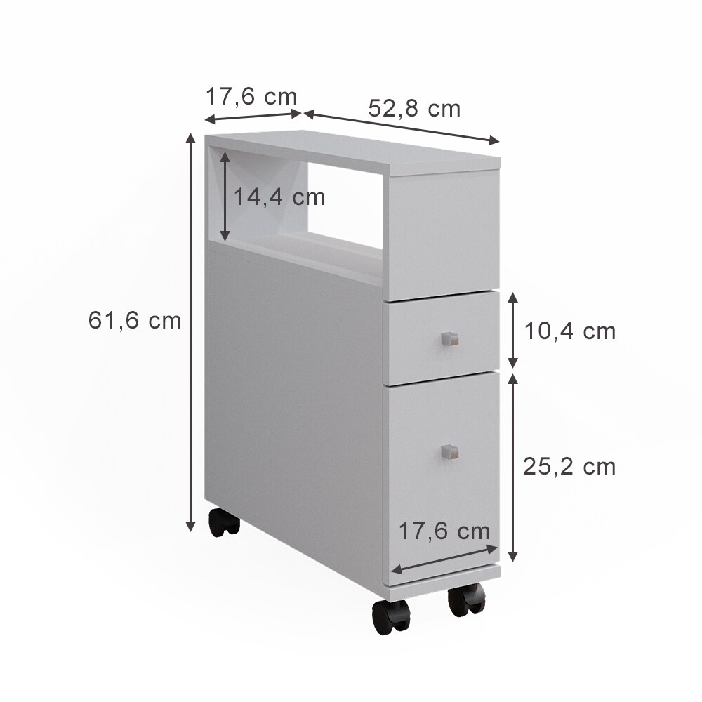 Vicco Badschrank Fynn Weiß 18 x 62 cm 2 Schubladen