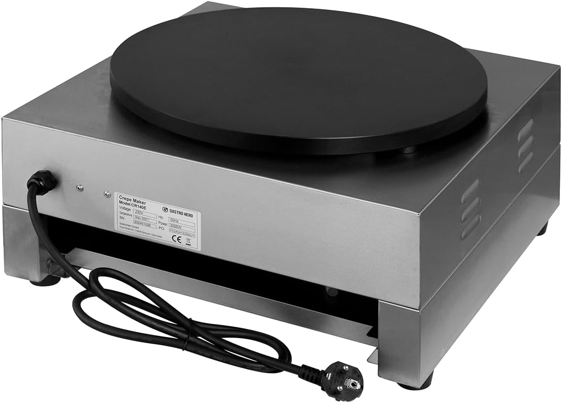 Elektro Crêpes Eisen I Crepes Maker Ø 40 cm Teflonbeschichtet I Crepe Maschine für Gastronomie mit Temperaturregelung I Instant Crepe Maker