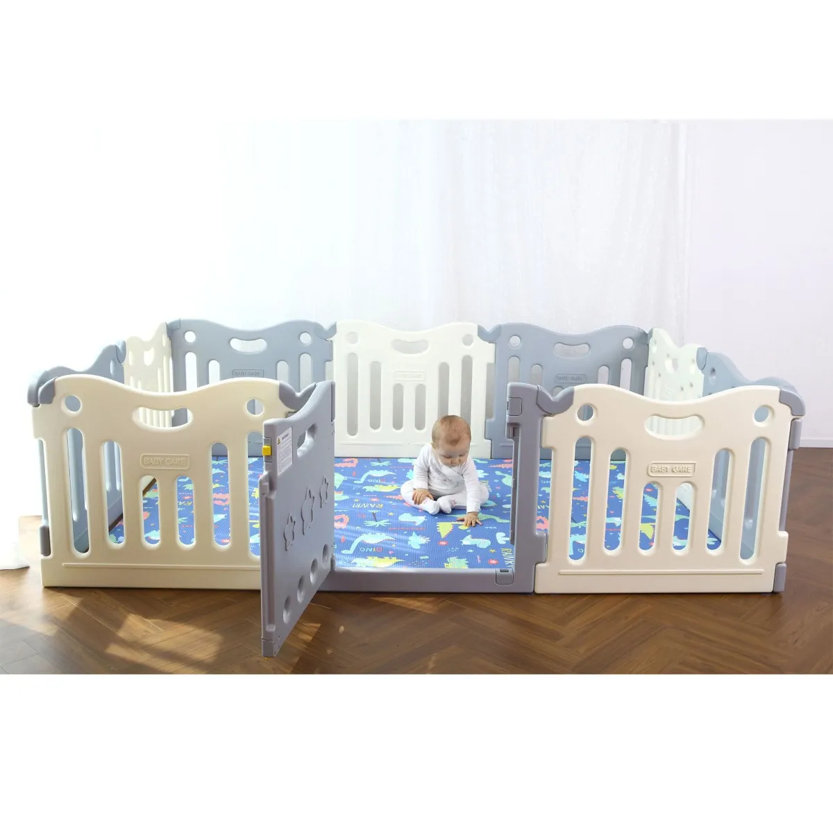 Baby Care Clôture de Jeux - Blanc  Gris