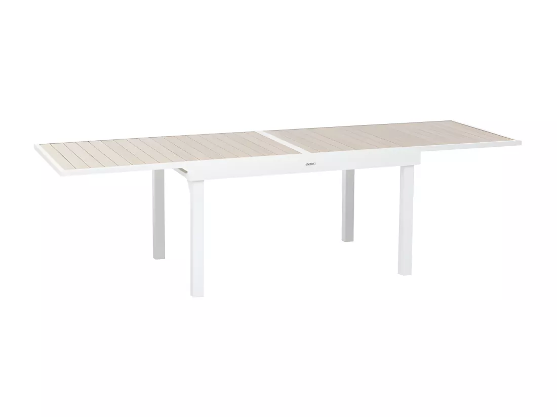 Table rectangulaire extensible Piazza 10 p. lin et blanc Hespéride