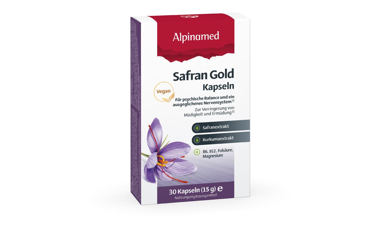 Safran Gold 30 KapselnVegane Nahrungsergänzung mit Safranextrakt, Kurkumaextrakt, Magnesium und B-Vitaminen