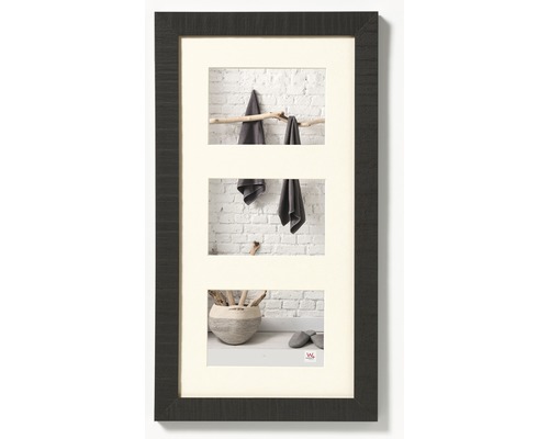 Houten collage fotolijst, zwart, voor 3 foto's (13x18 cm)