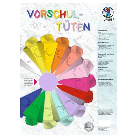 URSUS Vorschultüte aus Fotokarton zum Selbstgestalten, 2 Stück, ca. 11,5 x 25 x 11,5 cm, flieder