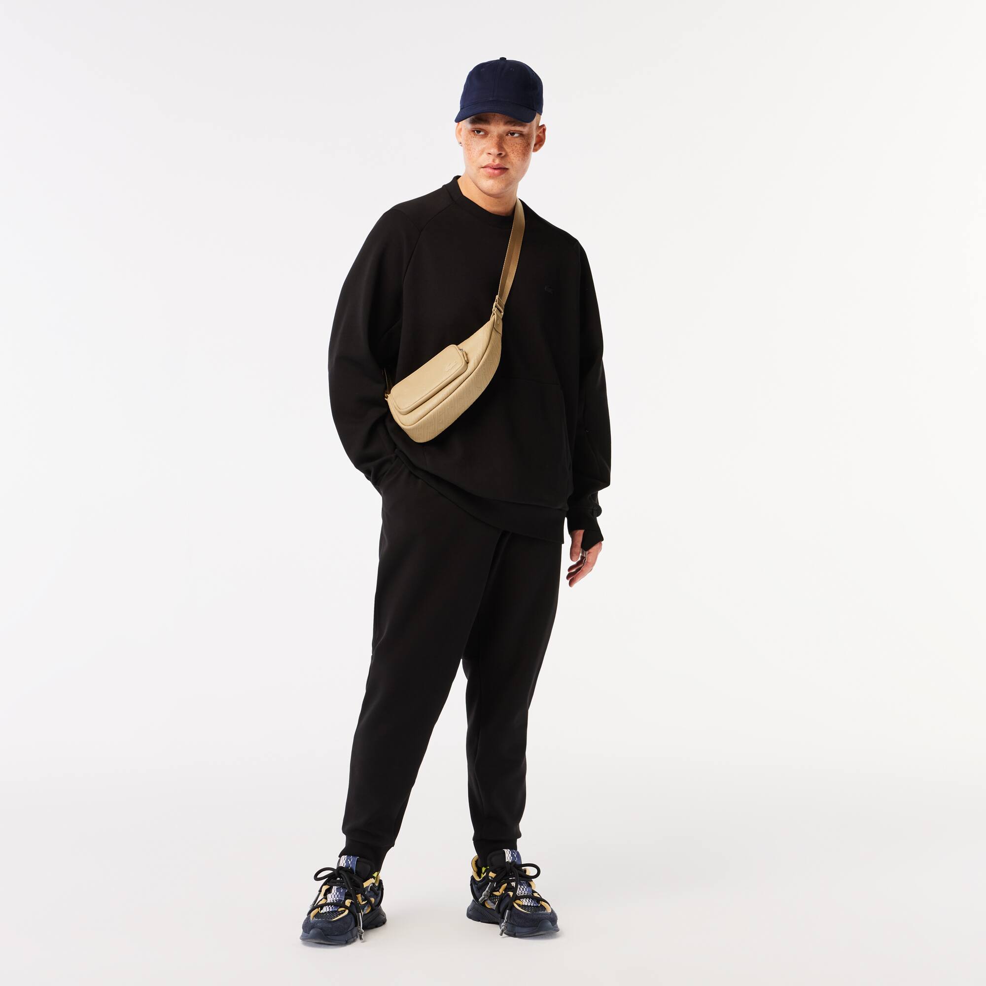 Herren Jogger Rundhals-Sweatshirt aus Baumwollmischung mit Kängurutasche Sweatshirts - Schwarz - Lacoste - Herren