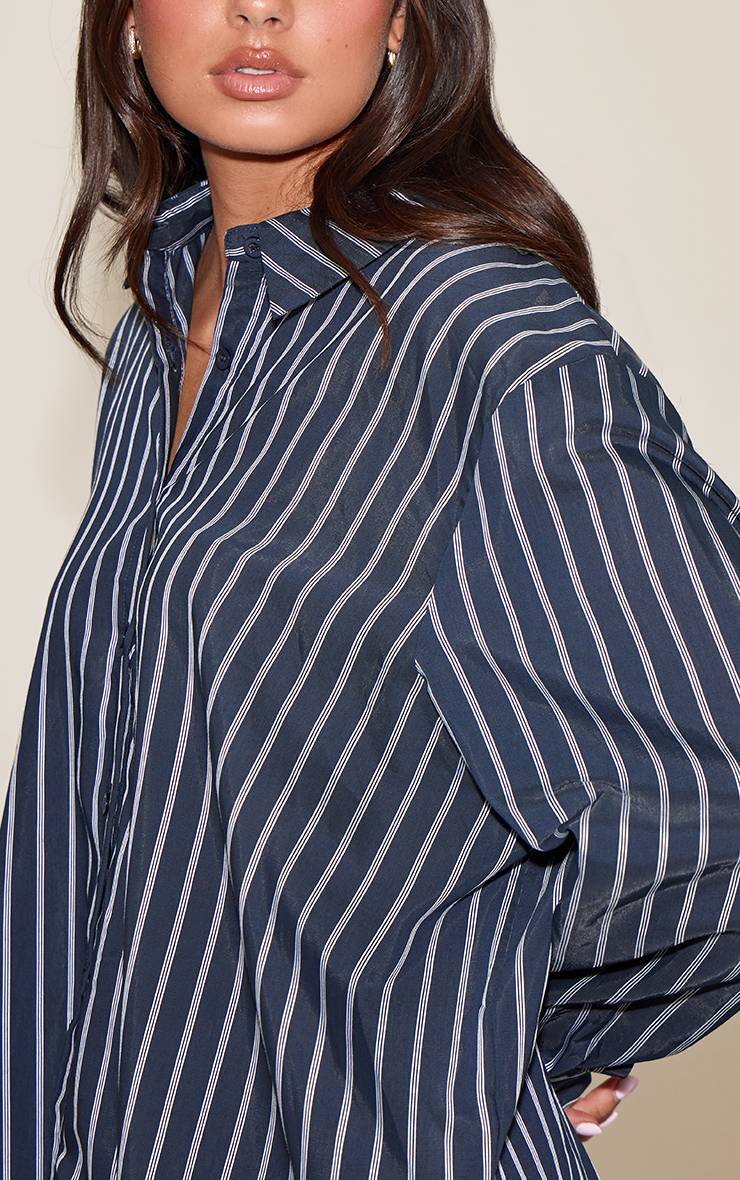 Bleu Marine Chemise Oversize À Rayures