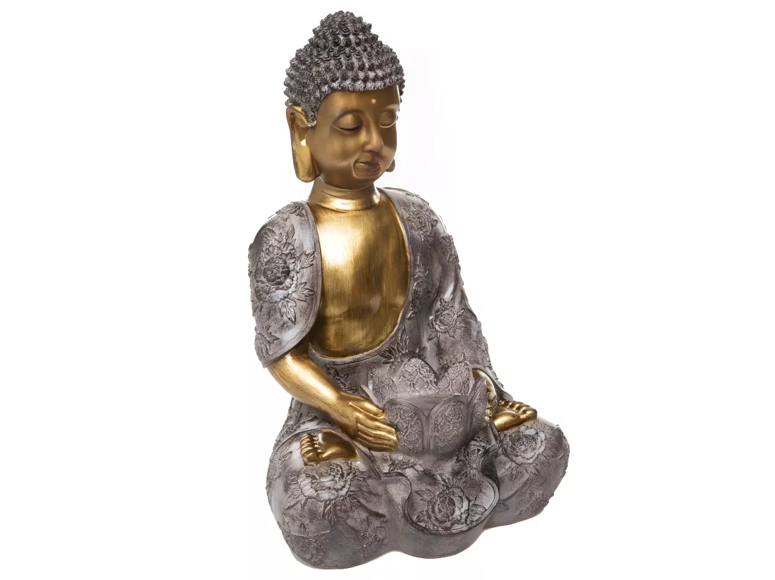 Statue décorative Bouddha en résine avec photophore H 37 cm