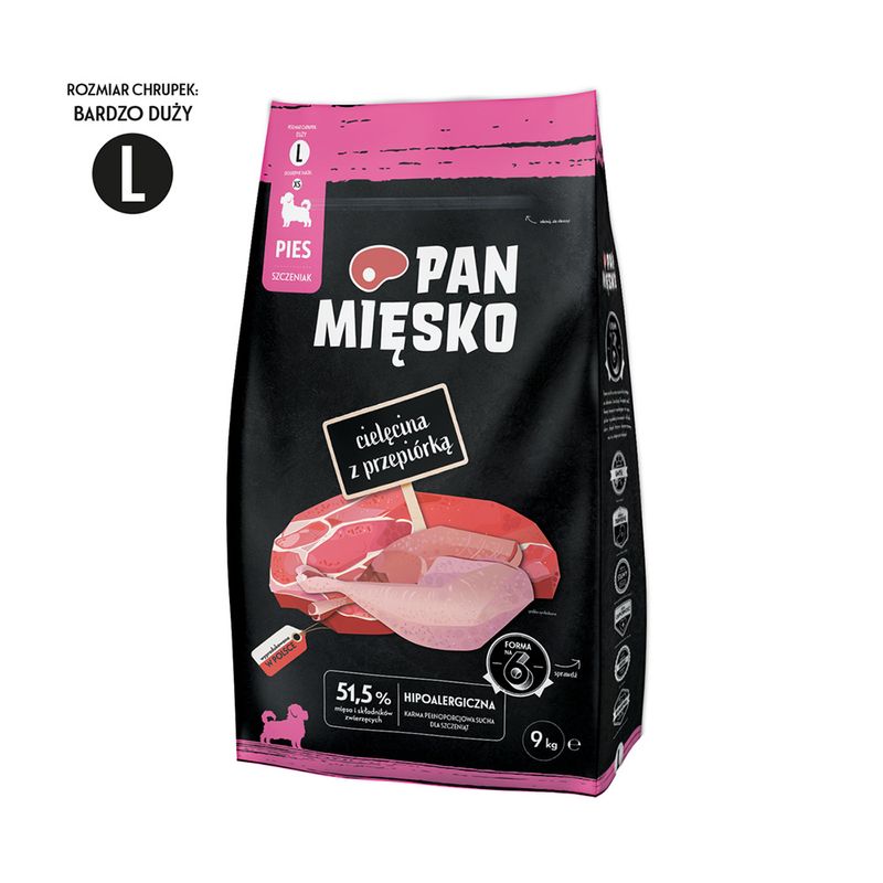 Pan Mięsko Large Puppy veau, caille