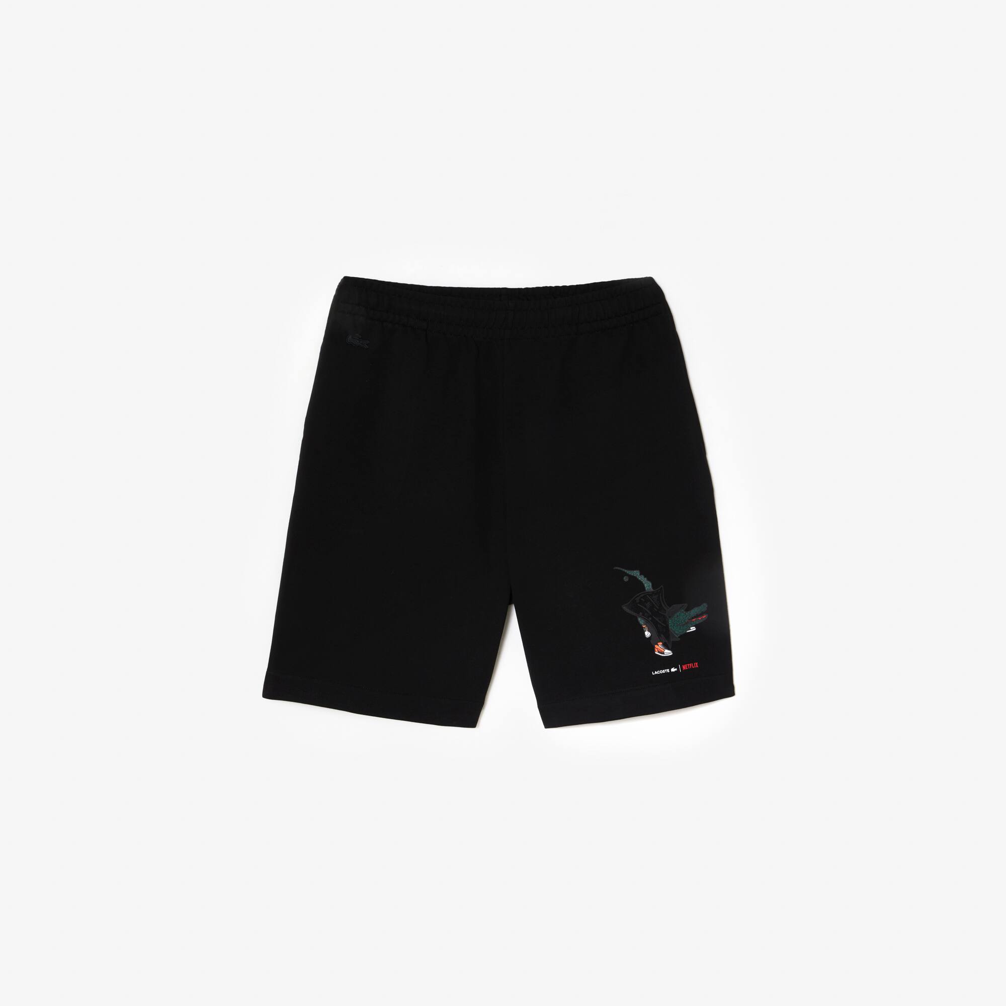 Short unisexe Lacoste x Netflix en molleton de coton biologique Shorts - Noir - Lacoste - Unisex