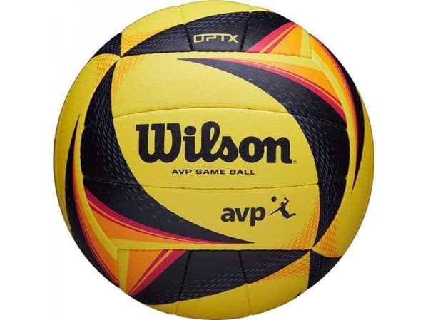 Wilson AVP OPTX, Sort, Gult, Composite, Kunstig lær, Mikrofiber, 18-panel ball, Inne & Ute, AVP, Bilde