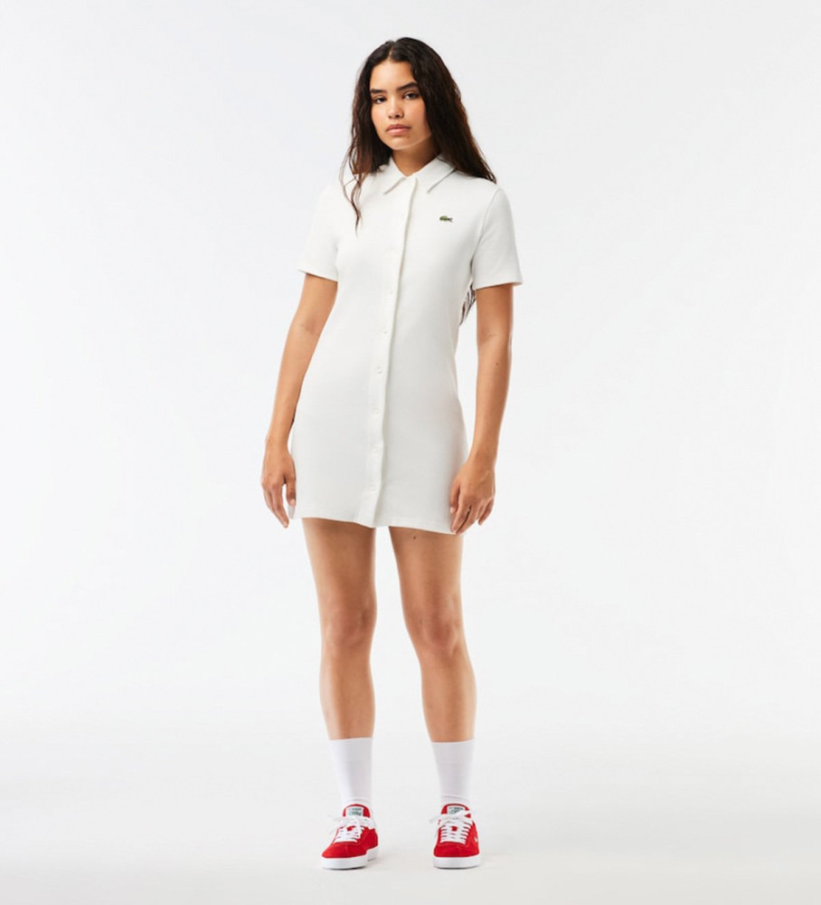 Vestido polo branco com botões da Lacoste