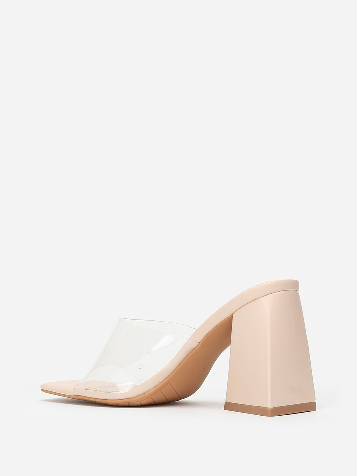 Mules à talon en triangle et bout carré- Transparent