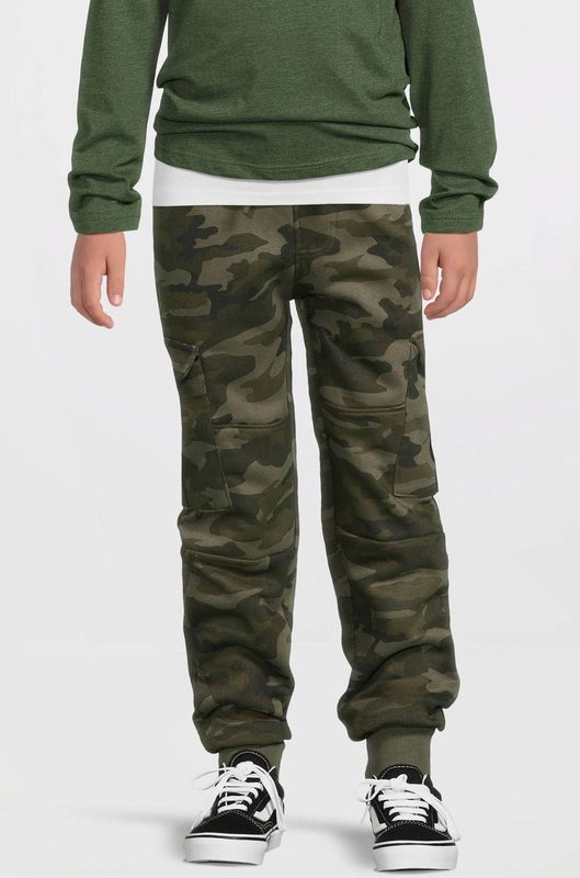 Anytime - Cargo Joggingbroek - Khaki - Camo Print - Fleece Voering