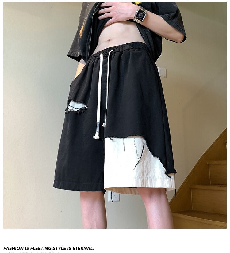 AXEN - Tweekleurige shorts met trekkoordtaille