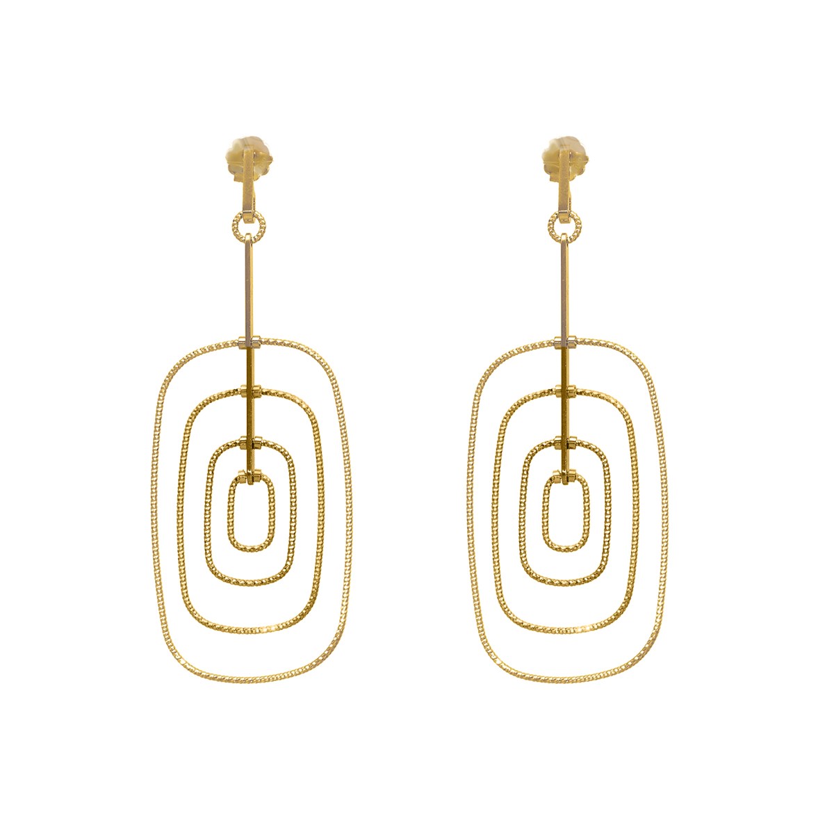 Boucles D'oreilles Forme Ovale Psyché En Argent Doré