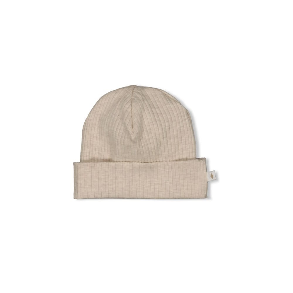 Feetje Feetje mutsje rib - Elephant taupe melange maat 1