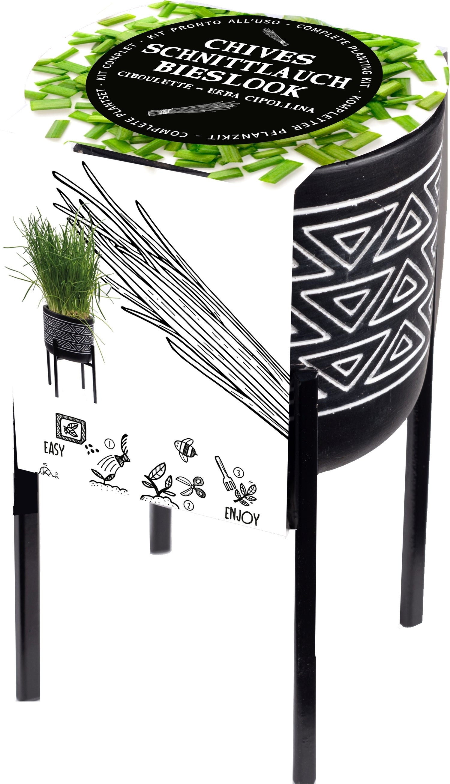 Florex kruidenset pot op poten Bieslook (Allium schoenoprasum)