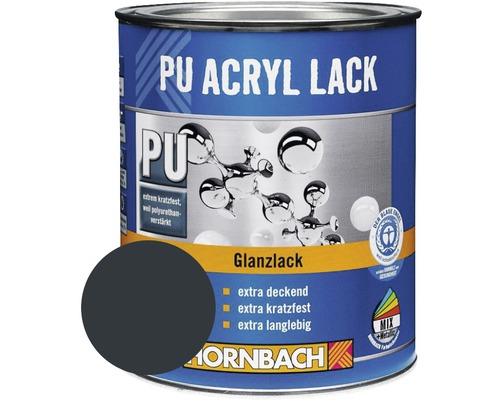 HORNBACH Kleurverf PU Acryllak Glanzend RAL 7016 Antracietgrijs 750 ml