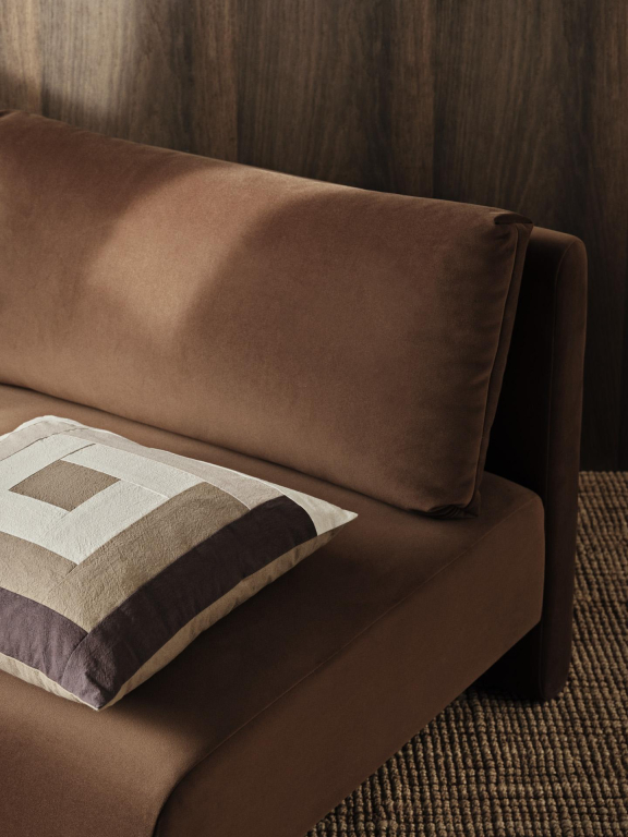 Ferm Living Border Patchwork kussen 50x50 Coffee/Dark Sand