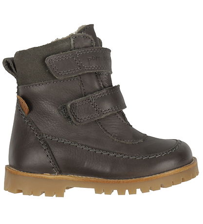 Pom Pom Winterstiefel - Rub-Sohle Klettband Tex - Asphalt