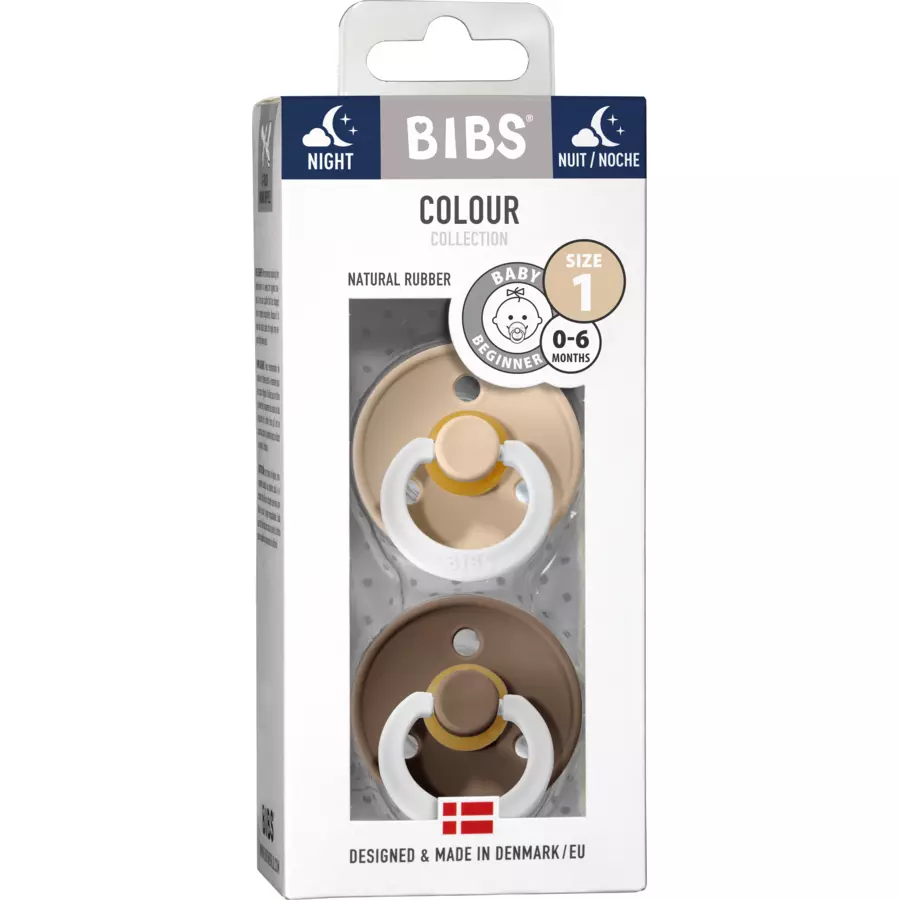BIBS® Schnuller Colour Dark Oak  Vanilla Night 0-6 Monate, 2 Stk.