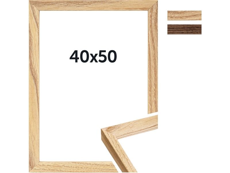 Dörr Bilderrahmen Slim, Hellbraun, 40 x 50 cm Fotorahmen aus Holz und Crilex