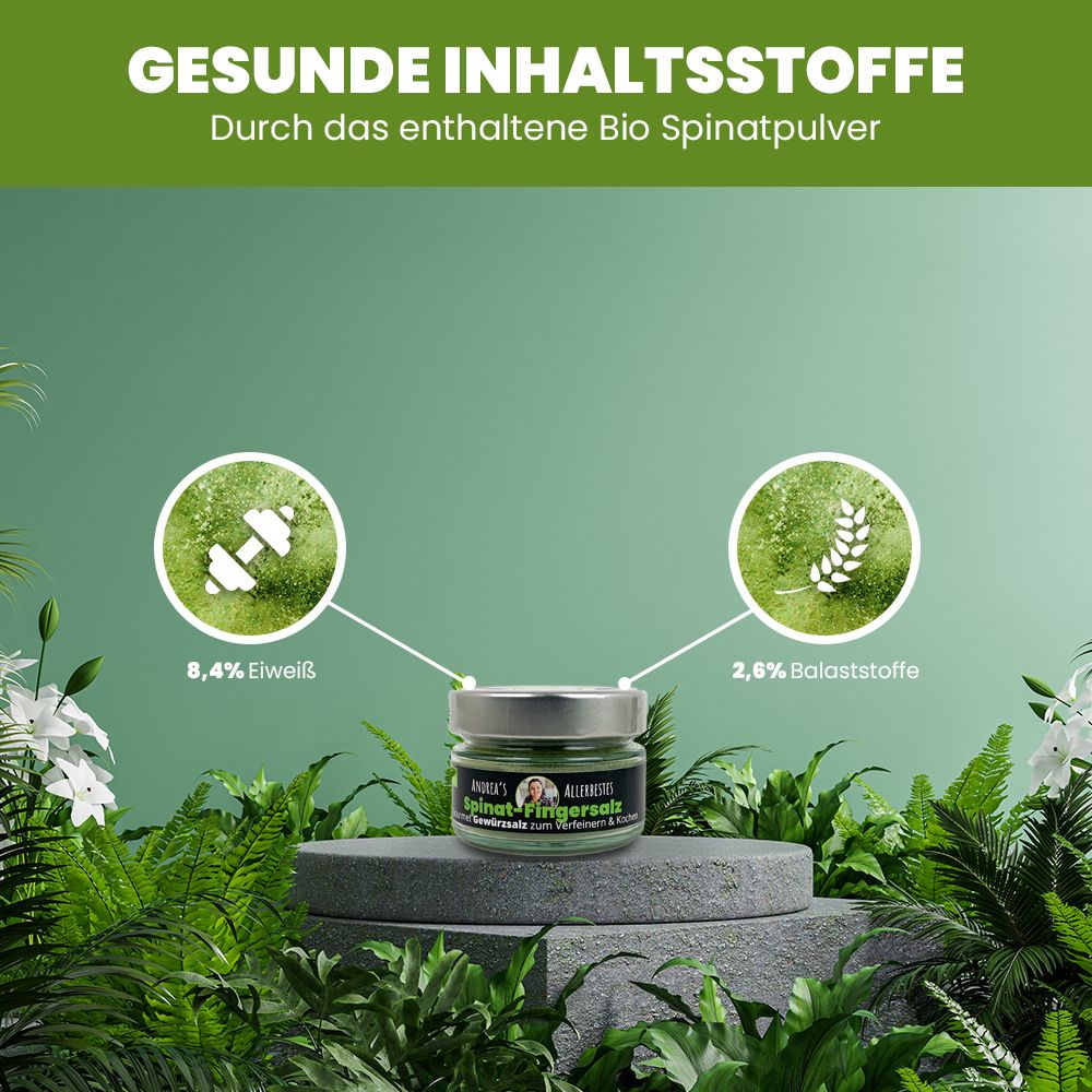 SANUUS® Gourmet Bio Spinat Gewürzsalz zum Kochen & Verfeinern