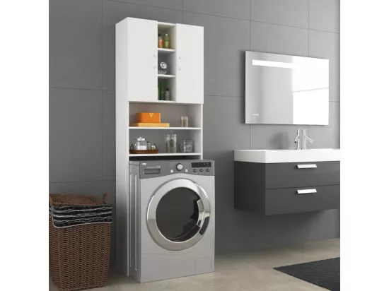Meuble pour machine à laver Blanc 64x25,5x190 cm