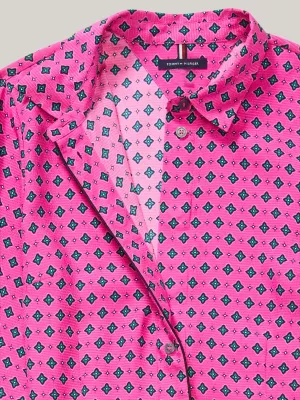 Vestido camisa adaptável com estampa de lenço