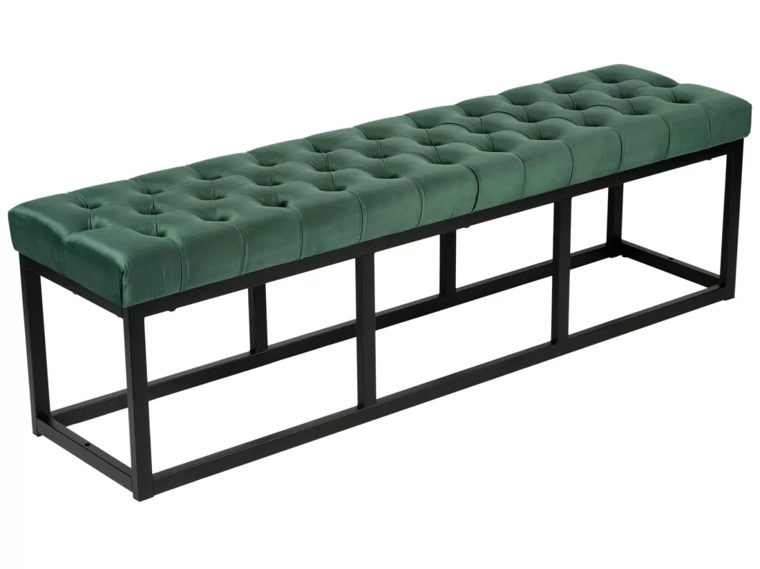 Banquette - Velours & Métal noir mat - Vert - Polson