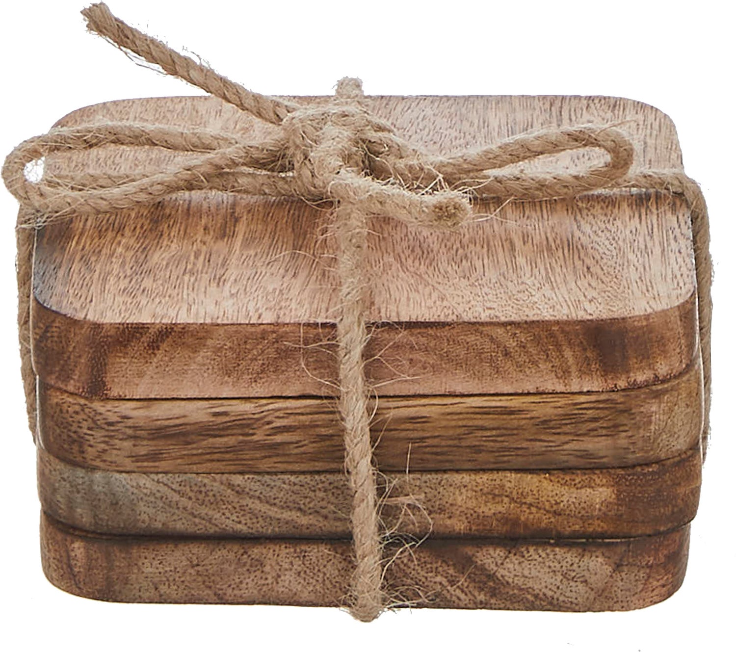 Mica Decorations onderzetters Duko naturel 10 x 10 x 5 cm 4 stuks