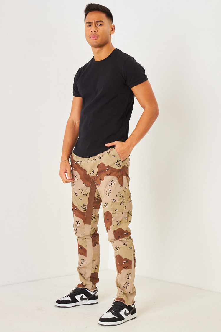 Pantalon de jogging camouflage beige et marron tacheté