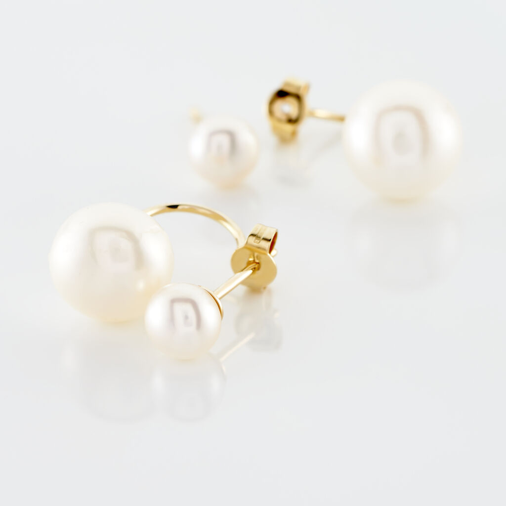 Bijoux D'oreilles Metisse Or Jaune Perle De Culture