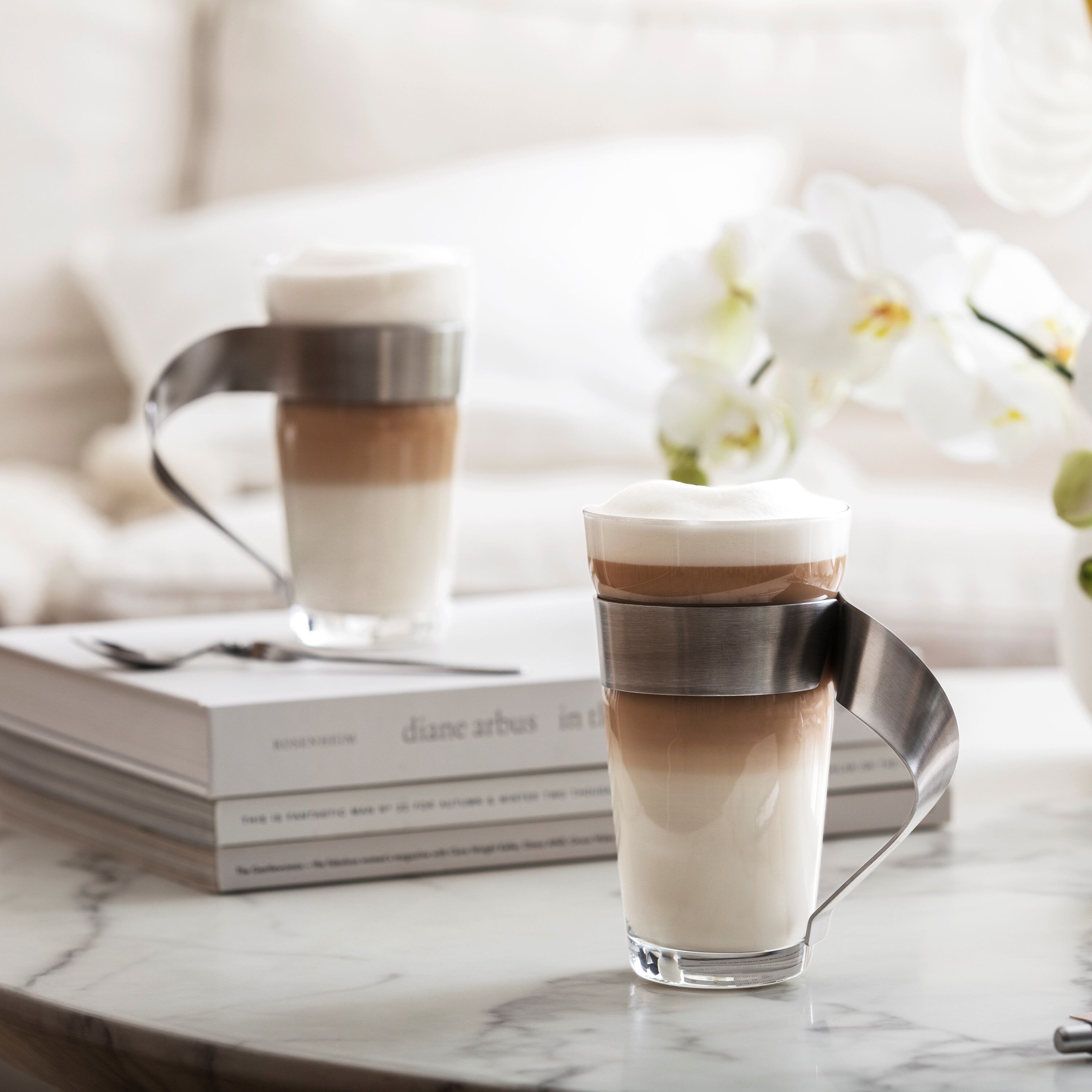 NewWave Latte glass with handle Clear, glass
