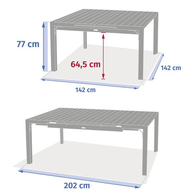Table de jardin carré EVASION Effet bois Honey / Graphite