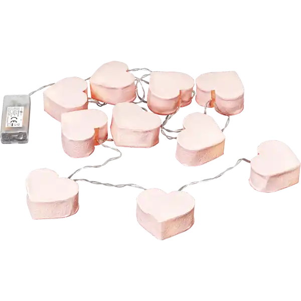 LED-Lichterkette Papierherzen rose