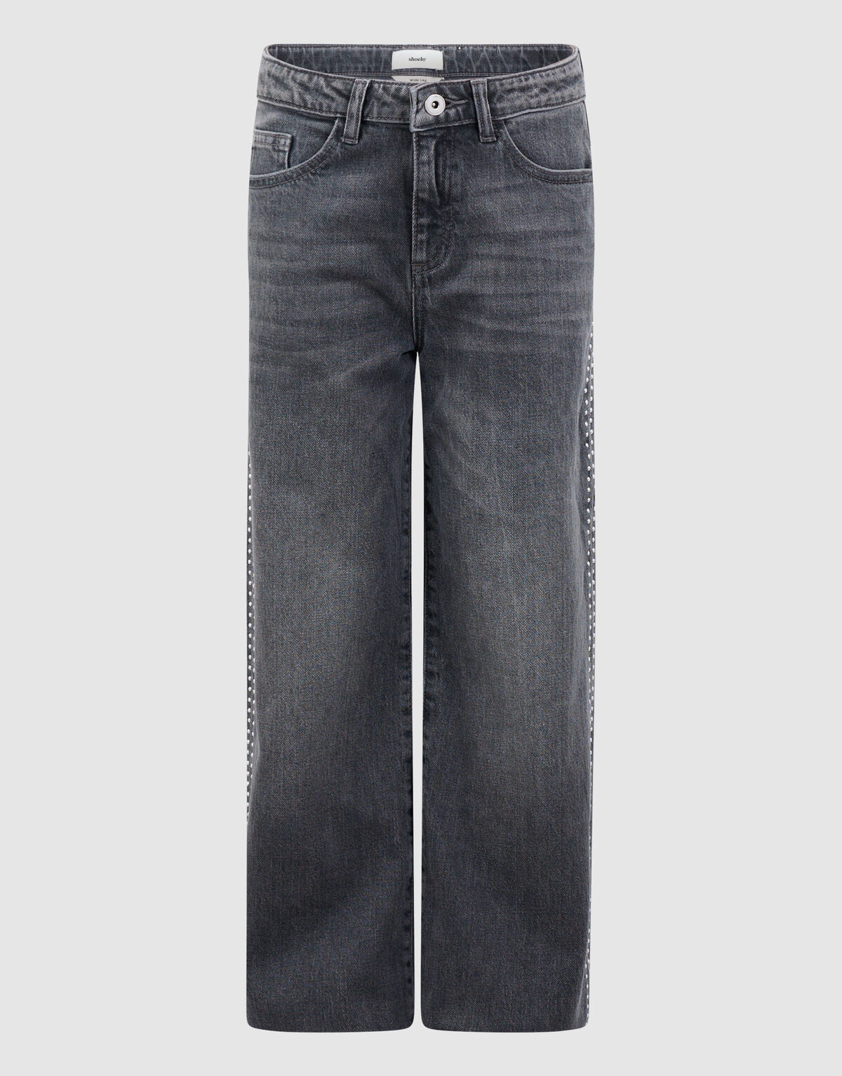 Stud Wide Leg Fit Jeans Donkergrijs