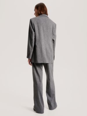 Blazer Neppy Relaxed Fit de Abotoamento Simples