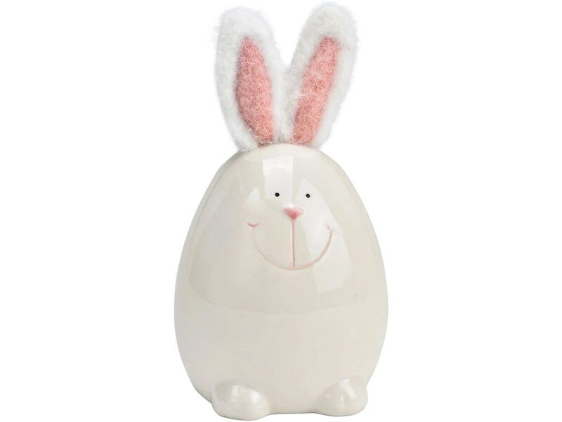 G. Wurm Aufsteller Hase 14 cm, Rosa, Weiss Dekofigur