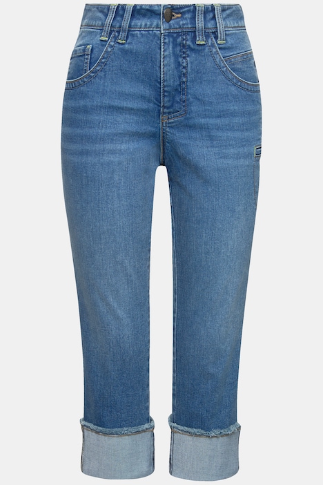 Jeans, Straight Fit, 5-Pocket, Saum Umschlag