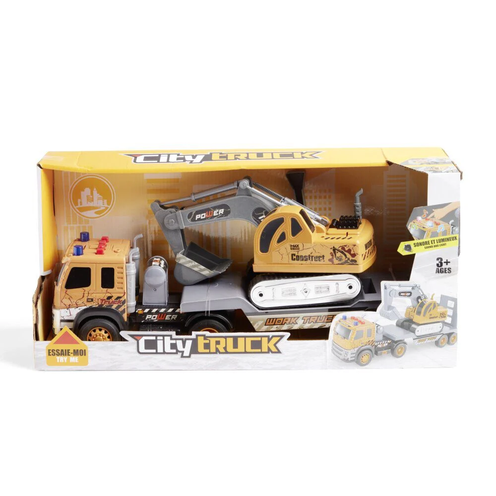 Camion de chantier City Truck sonore lumineux avec pelle chenille L49cm