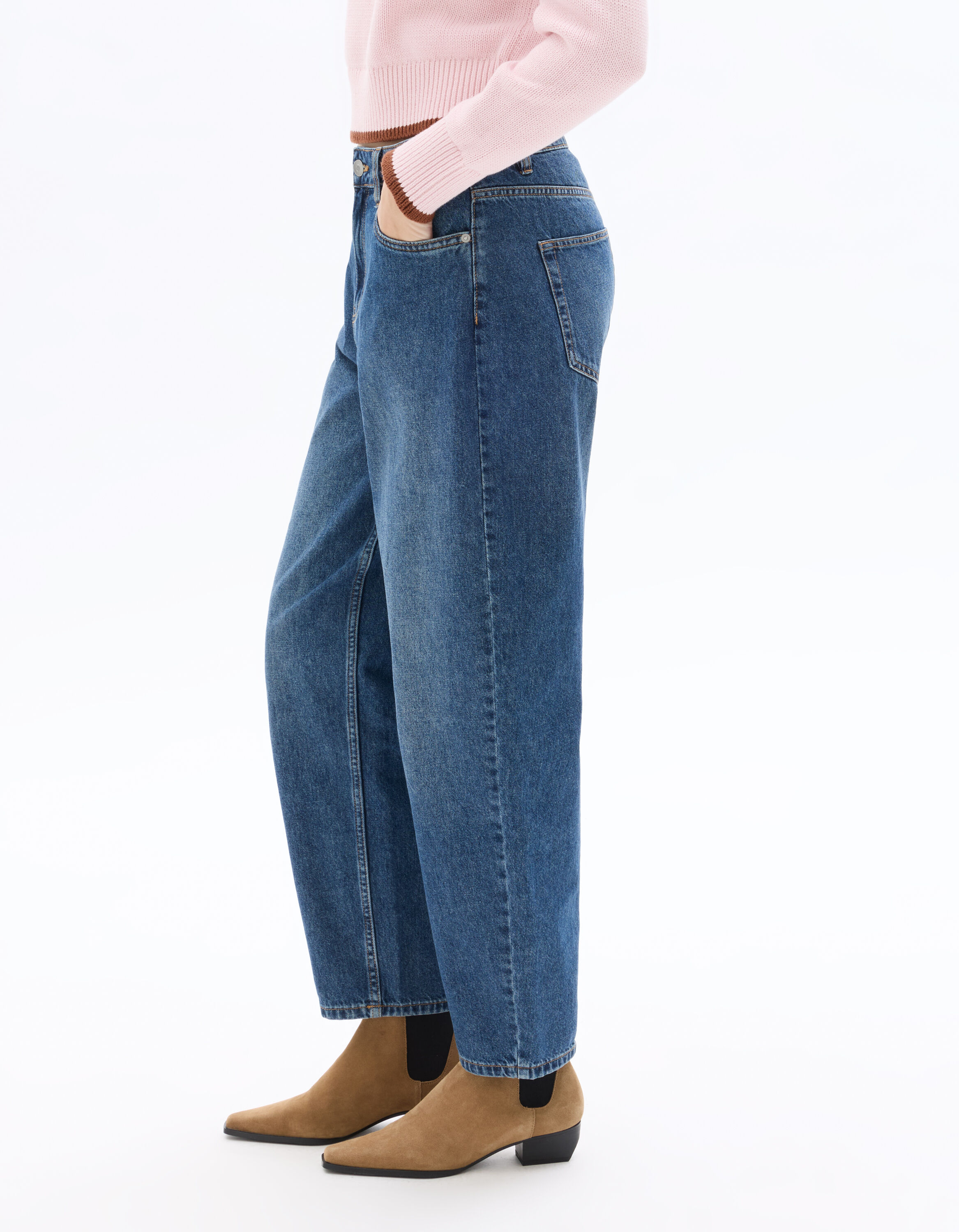 Jean barrel 100% coton - stone